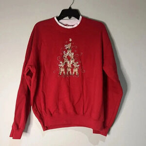 Vintage DECORATED ORIGINALS‎ Christmas Sweatshirt Reindeer Size Large  80's